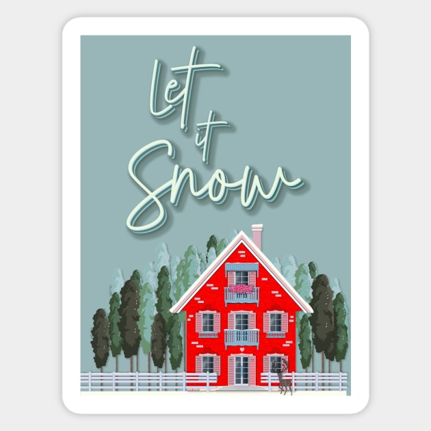 Christmas Gift- Christmas House - Let it Snow Sticker by Space Sense Design Studio